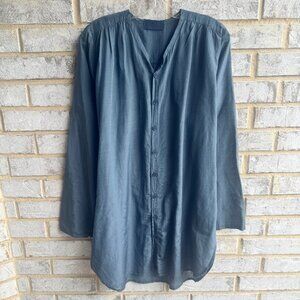 CP Shades Long Sleeve V-Neck Botton Front Silk Blend Tunic Shirt  Women's Size S